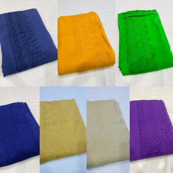 Shop elegant border chikan cotton fabric in bulk. Ideal for kurtis, dresses & ethnic wear. 100-metre rolls perfect for designers & wholesalers.