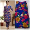 Royal blue floral printed cotton cambric fabric for kurti and dress material in wholesale
